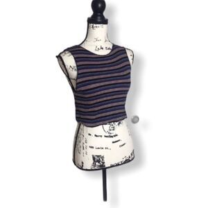 Zara Multicolor Ribbed Knit Striped Crop Top Size S Sleeveless Tank
